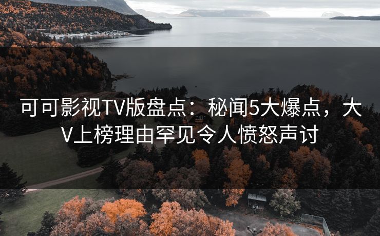 可可影视TV版盘点：秘闻5大爆点，大V上榜理由罕见令人愤怒声讨