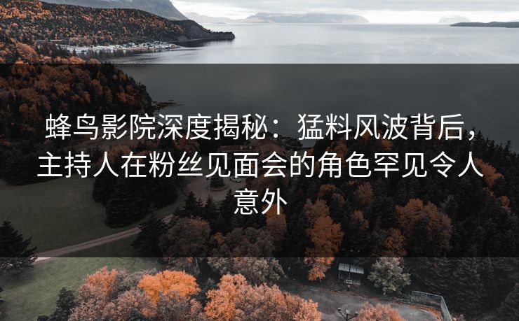 蜂鸟影院深度揭秘：猛料风波背后，主持人在粉丝见面会的角色罕见令人意外